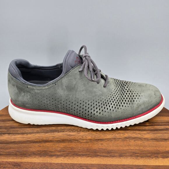Cole Haan Other - Cole Haan 2.Zerogrand Oxfords Men's 8.5 M Gray Suede Leather Laser Wingtip Shoes